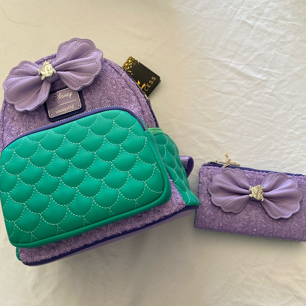 Disney Lounge Fly Princesses Sequins Ariel Bag and Wallet